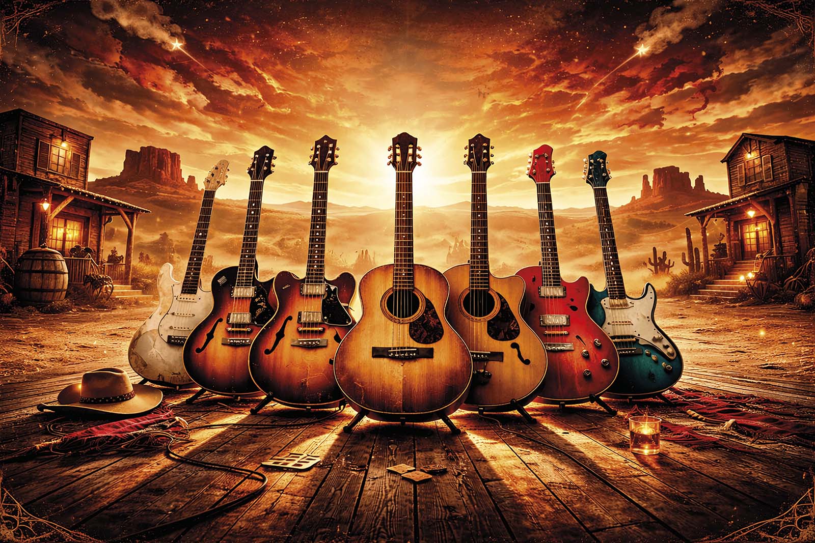 Five Great Guitars, Eric Vaarzon Morel & Mart Hillen: The Magnificent Seven in TAQA Theater De Vest, Alkmaar